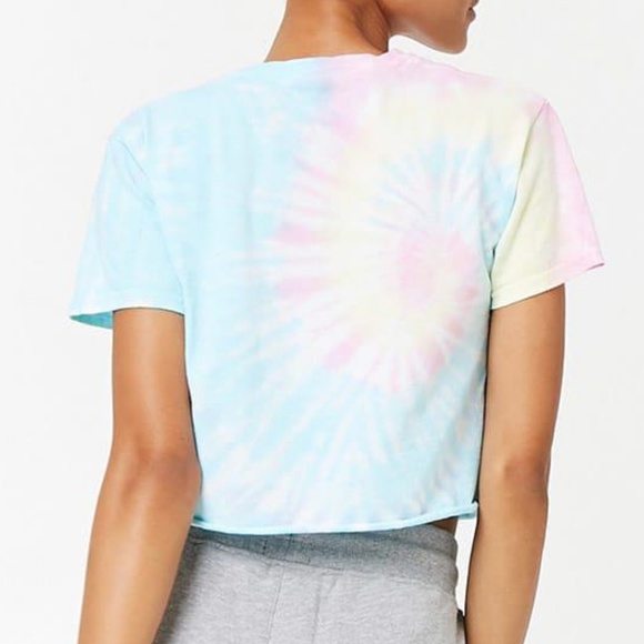 🍍 YALE UNIVERSITY Pastel Tie Dye Boxy Crop Top - Picture 8 of 9